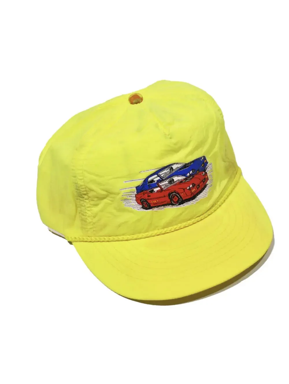 Vintage Racing Street Sports Car Neon Yellow 90s Strap Hat